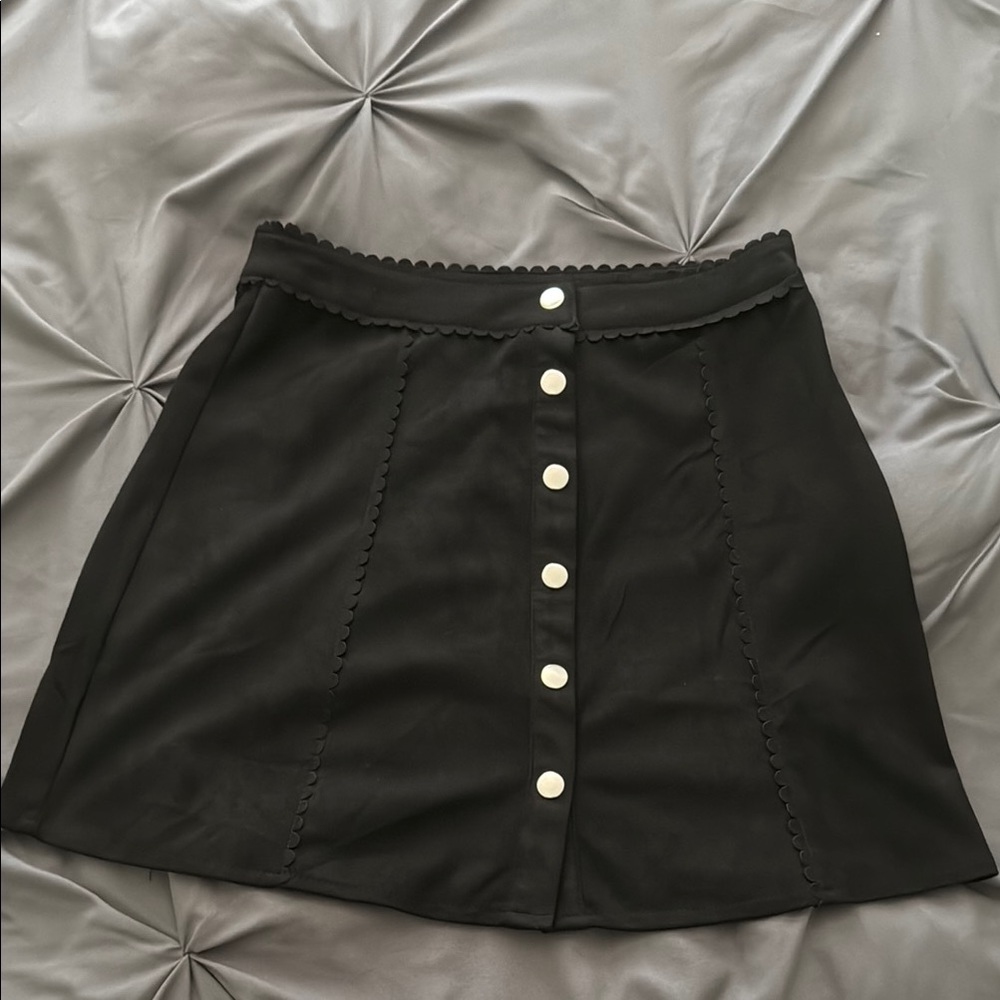 Suede black mini skirt